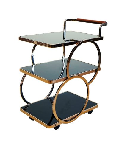 Tempered glass steel power coated service trolley 6008 Rose Gold