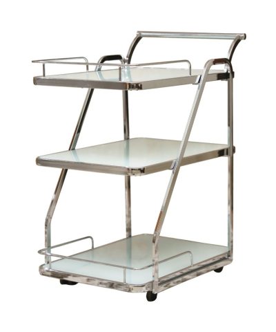 Tempered glass steel power coated service trolley 209 Silver