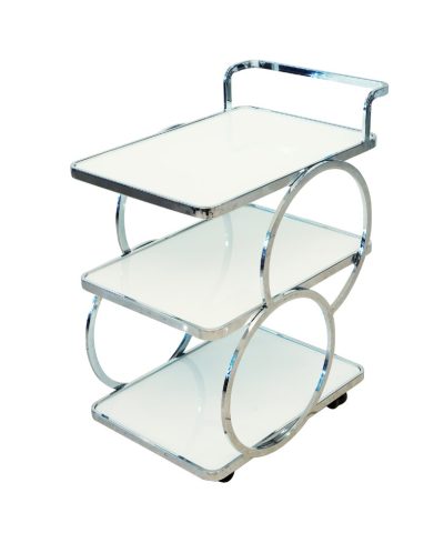Tempered glass steel power coated service trolley 6008 Silver